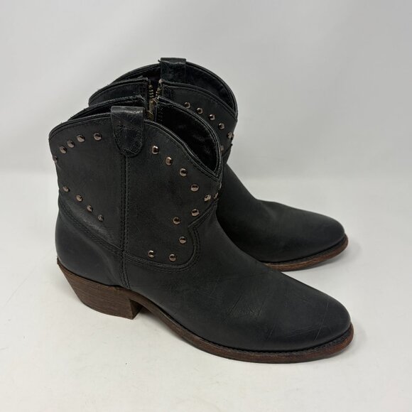 Vintage Shoe Co. women's western ankle boots 8 medium black studs leather - Picture 1 of 15
